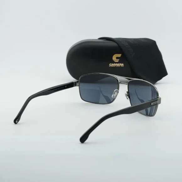 CARRERA 8063/S 0KJ1 IR Sunglasses Ruthenium Rectangle Frame, Grey Lenses